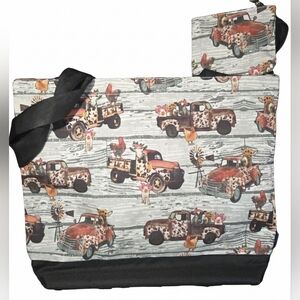 NGIL Country Farm "Vintage Truck" Canvas Tote Bag with Matching Zip Up Pouch